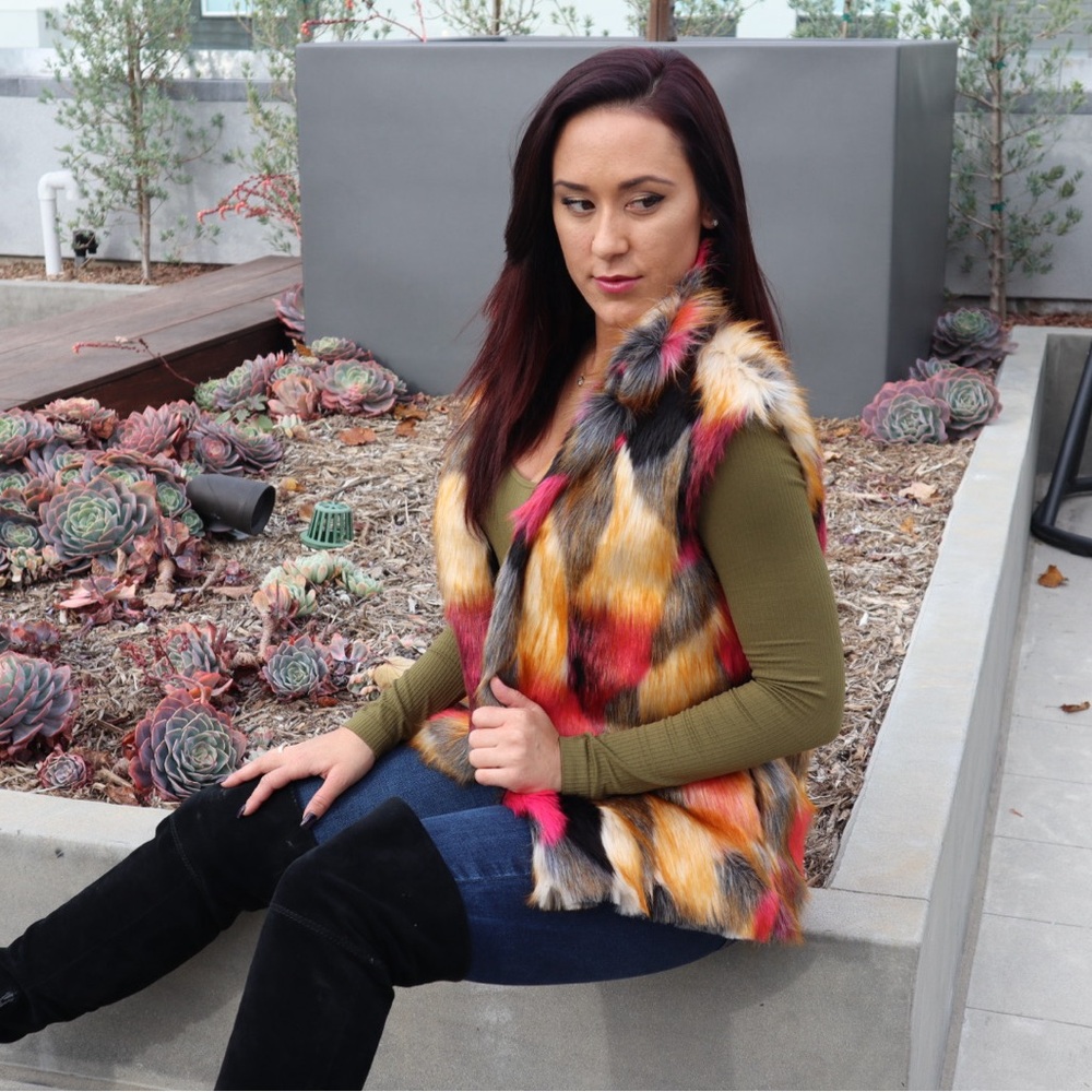 Colorful Faux Fur Vest